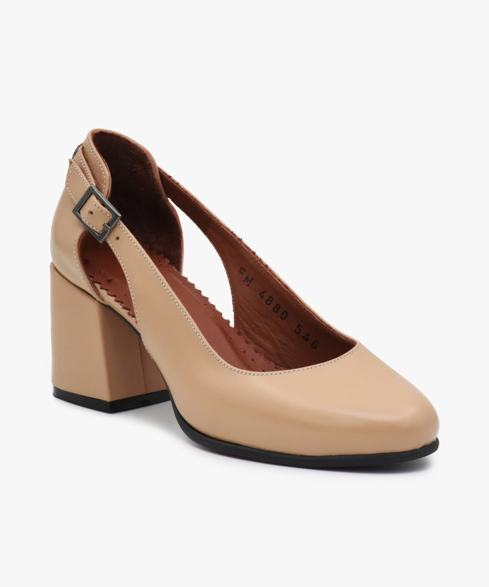 E65-cream-01 کفش چرم زنانه کد E65 - Image 1