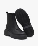 نیم بوت چرم زنانه کد D33 - مشکی - تصویر چهارم