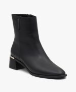 نیم بوت چرم زنانه کد D79 رنگ مشکی - تصویر اول