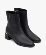 نیم بوت چرم زنانه کد D79 رنگ مشکی - تصویر پنجم