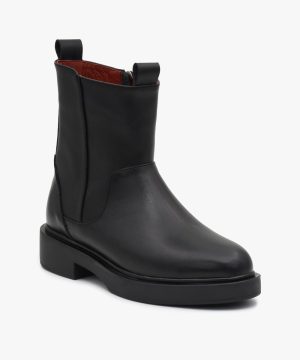 نیم بوت چرم زنانه کد P63 - رنگ مشکی - تصویر اول